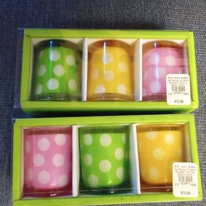 3 Votive Candles Yellow Pink And Green